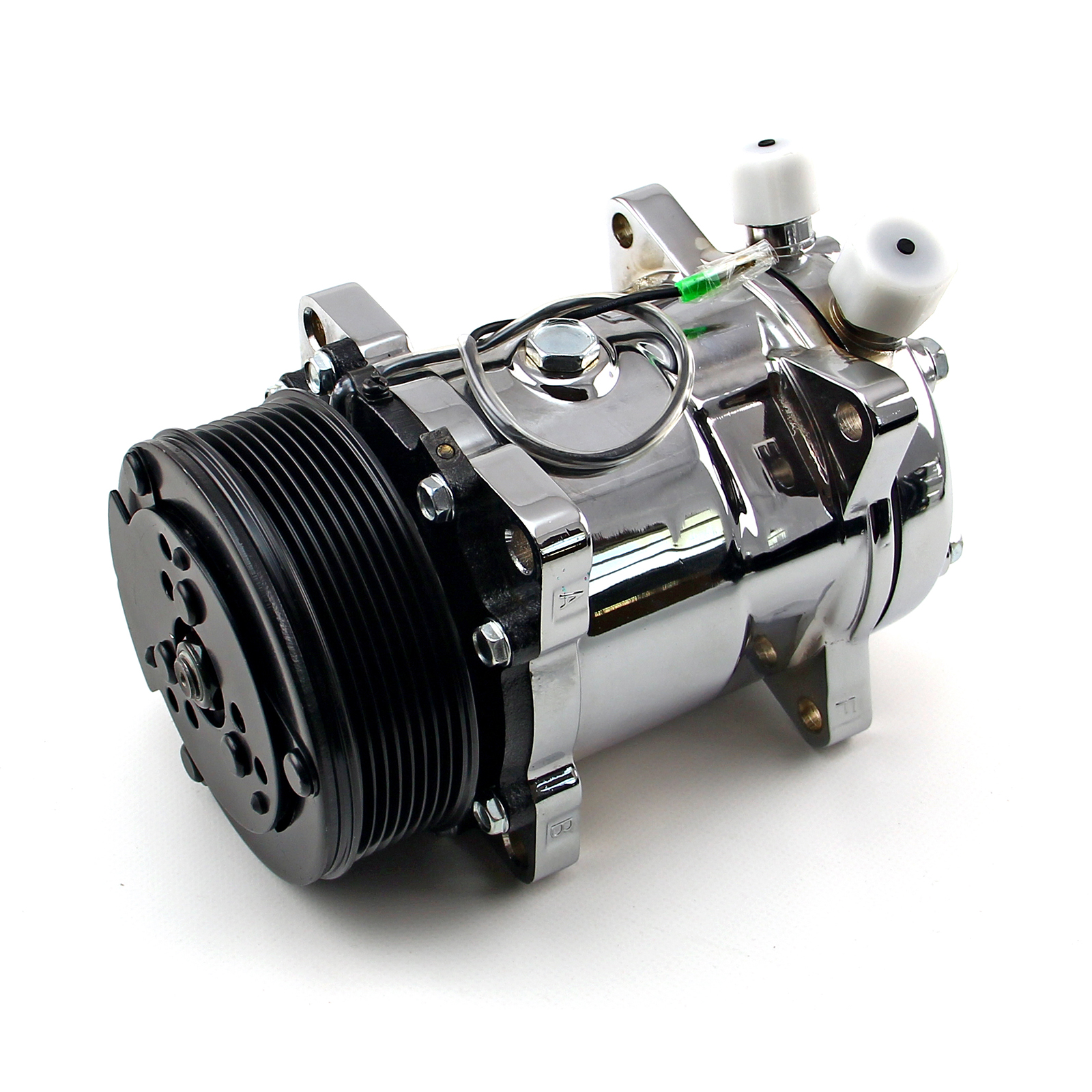 Speedmaster® PCE413.1002 Serpentine Belt Sanden 508 Style Chrome Air Compressor AC Air Conditioning
