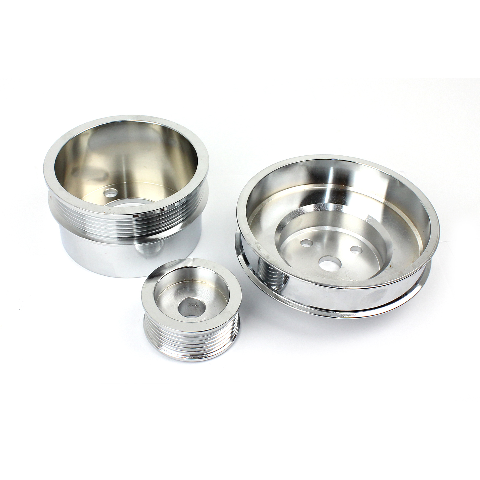 Speedmaster® PCE415.1025 1979-1993 Ford 5.0L Steel Serpentine 20% Underdrive Pulley Set Chrome