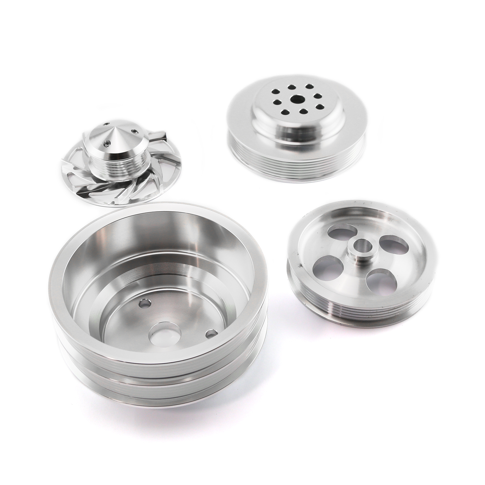 Speedmaster® PCE415.1039 Chevy SBC Serpentine Pulley Kit Long Water Pump with Type 2 Power Steering Pump