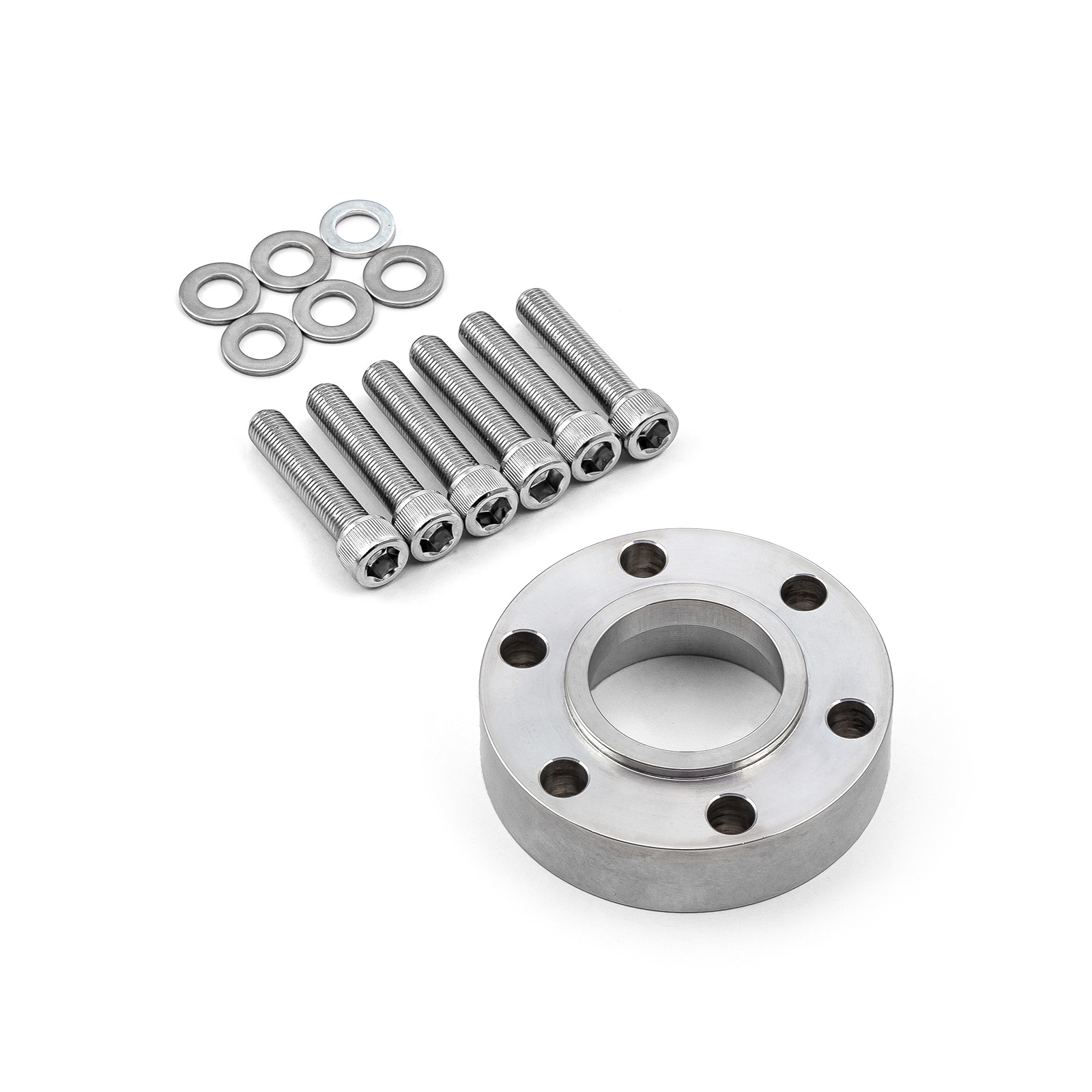 Speedmaster® PCE466.1002 Supercharger Snout / Crank Pulley Spacer w/ Hardware Billet Aluminum 0.665" Thick
