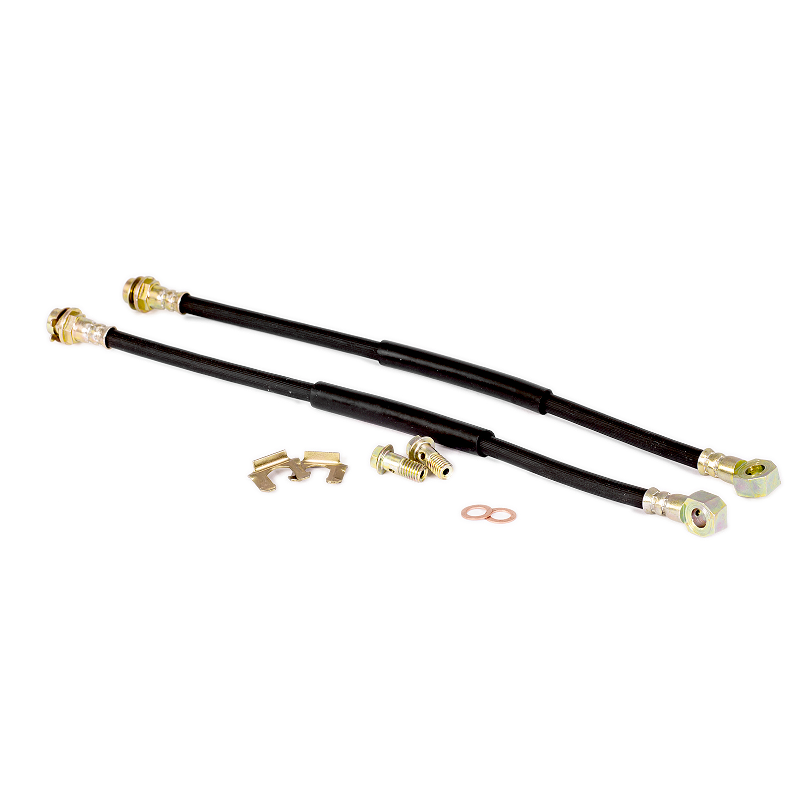 10mm Banjo 18" Long Rubber Brake Lines with Hardware