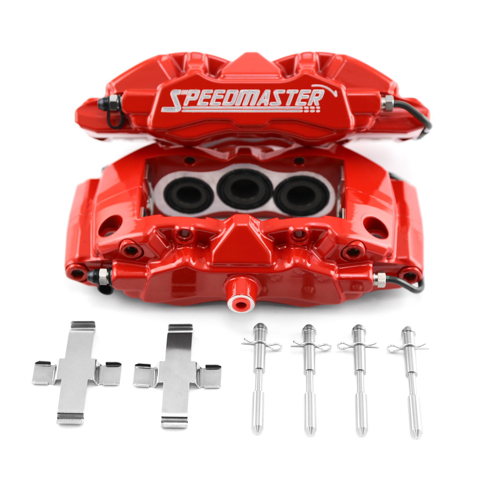 Speedmaster® PCE521.1012.01 6 Piston Billet Caliper Front Pair - Red Powdercoated