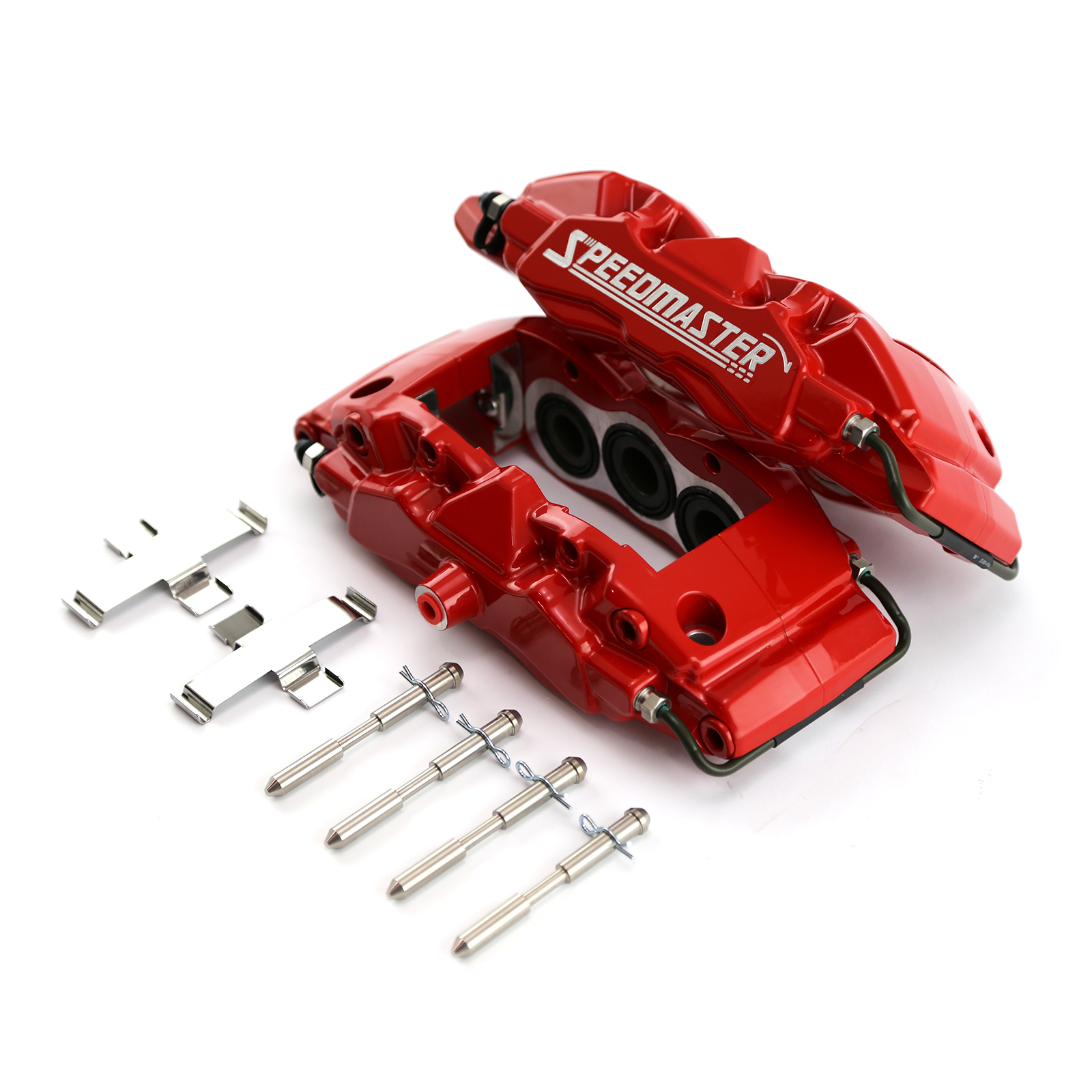 Speedmaster® PCE521.1012.01 6 Piston Billet Caliper Front Pair - Red Powdercoated