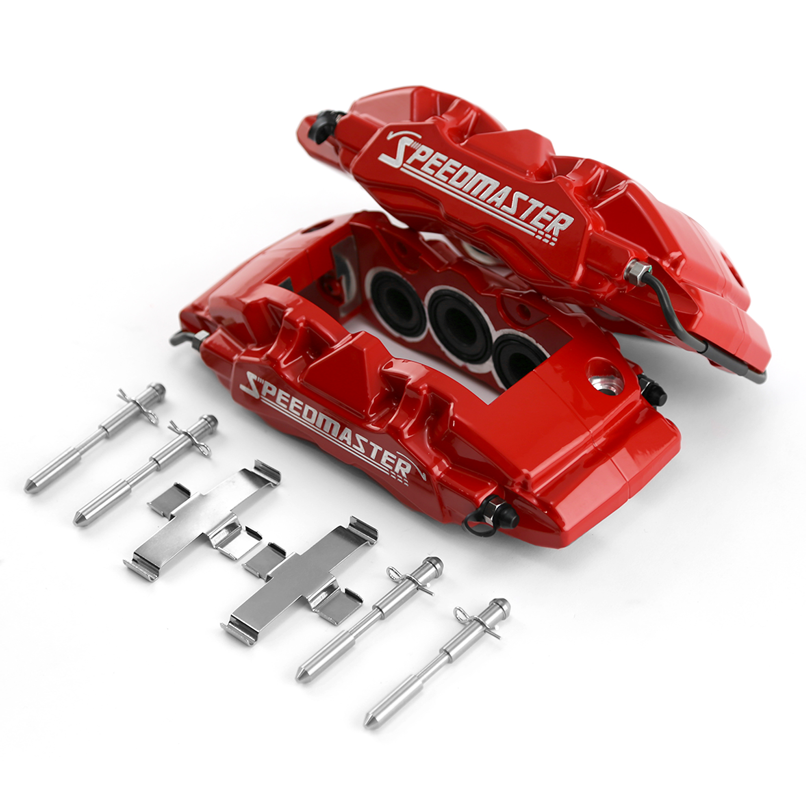 Speedmaster® PCE521.1013.01 6 Piston Billet Caliper Rear Pair - Red Powdercoated