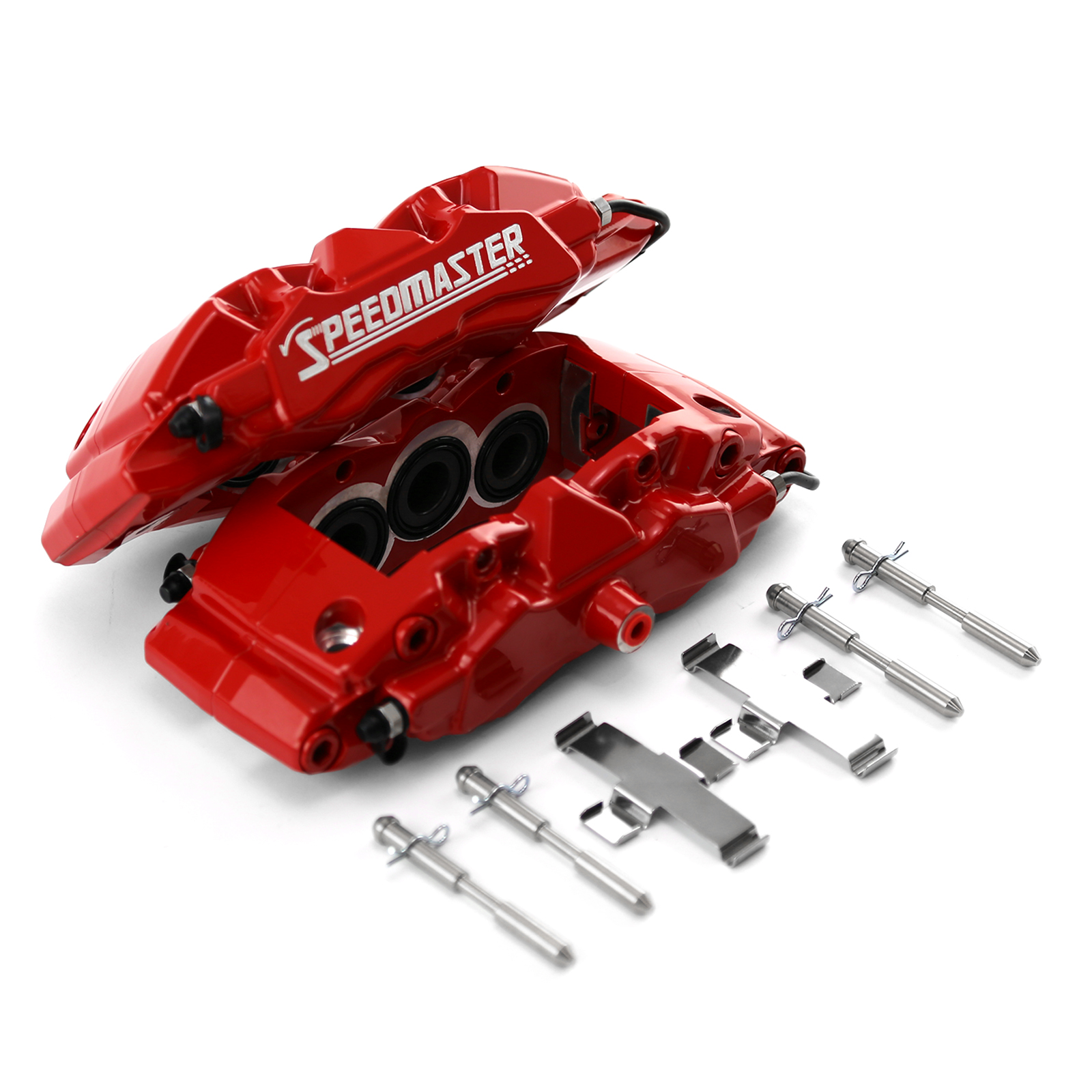 Speedmaster® PCE521.1013.01 6 Piston Billet Caliper Rear Pair - Red Powdercoated