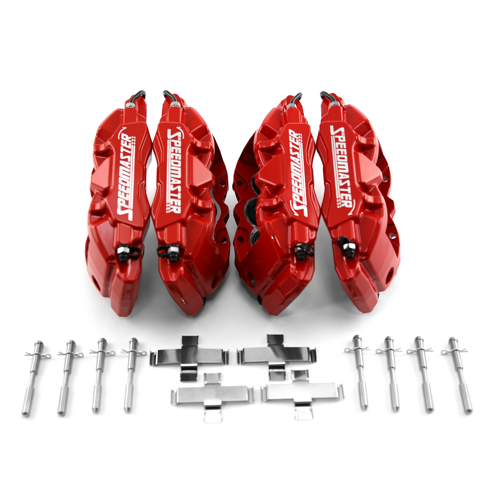 Speedmaster® PCE521.1017 6 Piston Billet Caliper Front & Rear Kit - Red Powdercoated