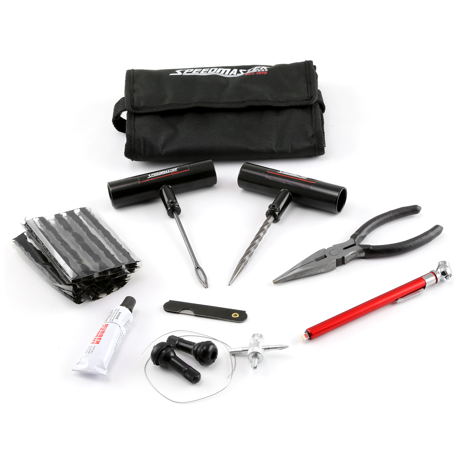 Speedmaster® PCE558.1002 31pc Tire Puncture Repair Kit Fix Motorcycle Car Truck - Roll-Up Soft Case