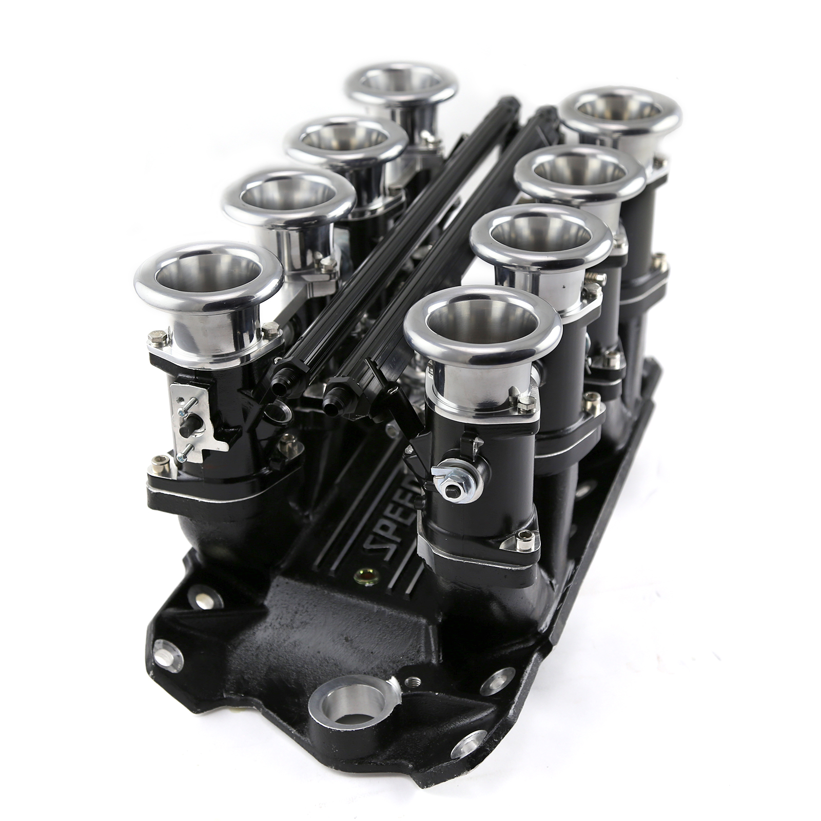 Chevy SBC 350 Downdraft EFI Stack Intake Manifold System Complete Black