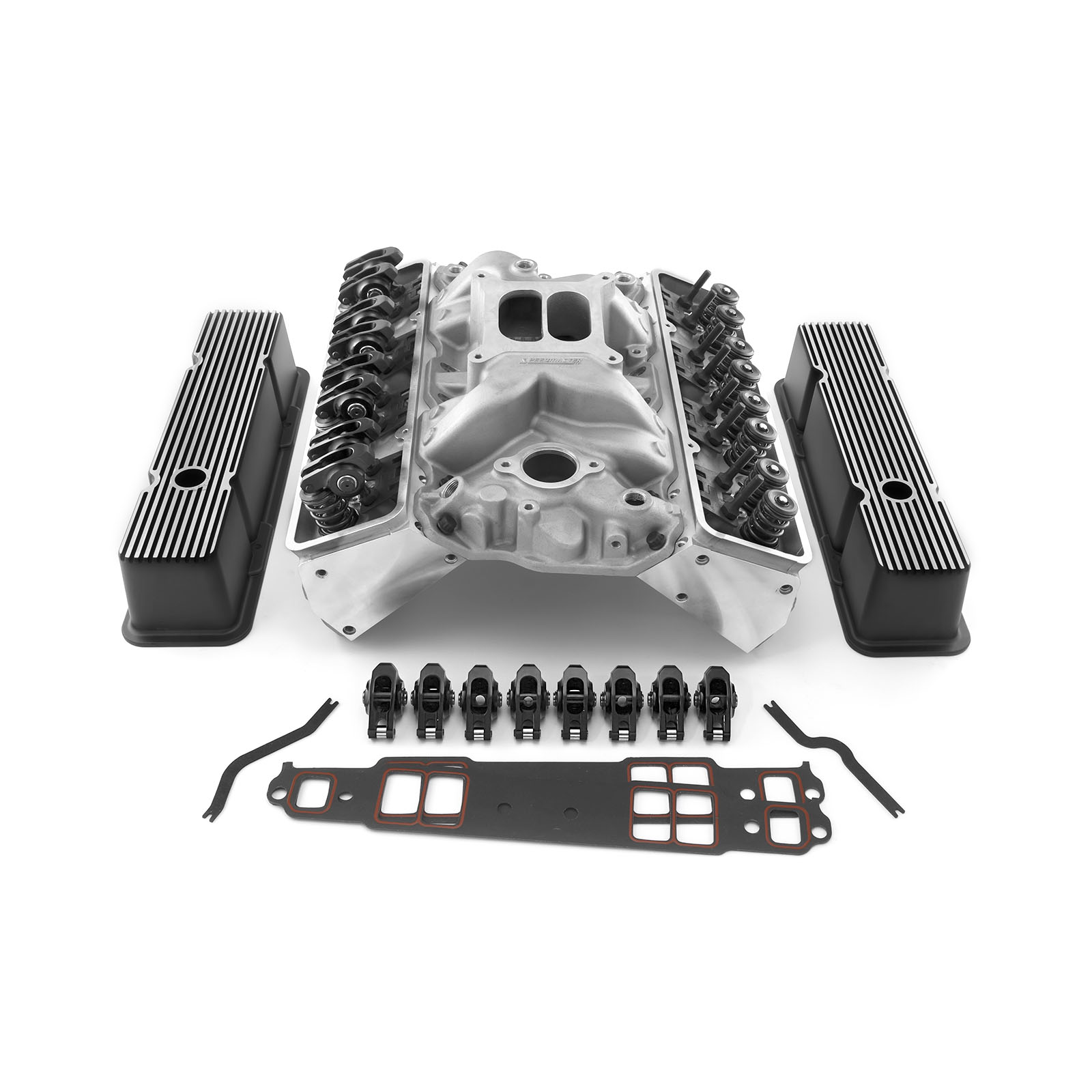 Chevy SBC 350 Straight Cylinder Head Top End Engine Combo Kit [Solid/Mechanical Flat Tappet]